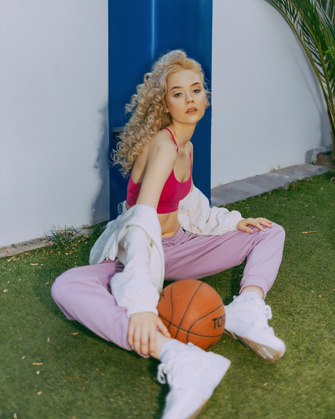 Model on a replaced backdrop — smooth blending and natural lighting