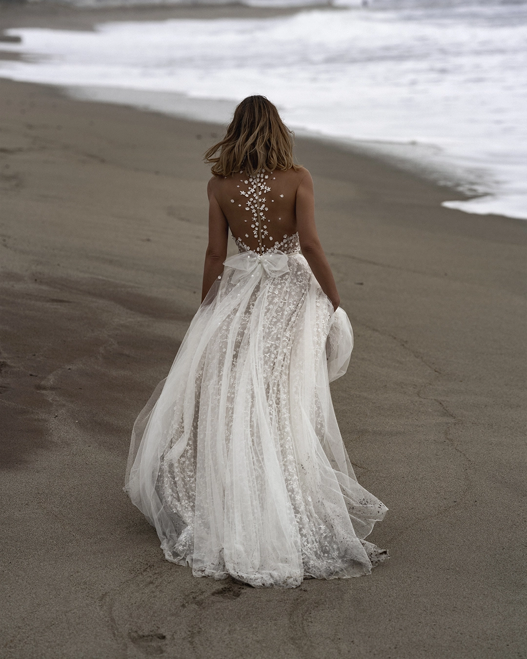 After edit — vibrant clothing color and smooth fabric sheen on wedding dress